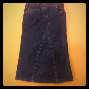 Never been worn long denim skirt. Girls size 7